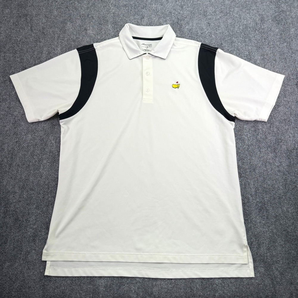 Masters Tech‎ Golf Polo Shirt Men Large Augusta National White Black Performance